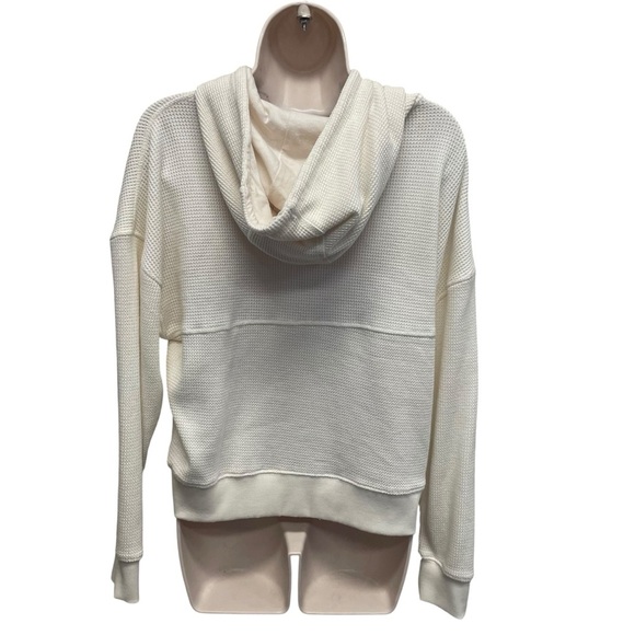 Yogalicious waffleknit pullover hoodie cream women’s small oversize activewear - Picture 2 of 8